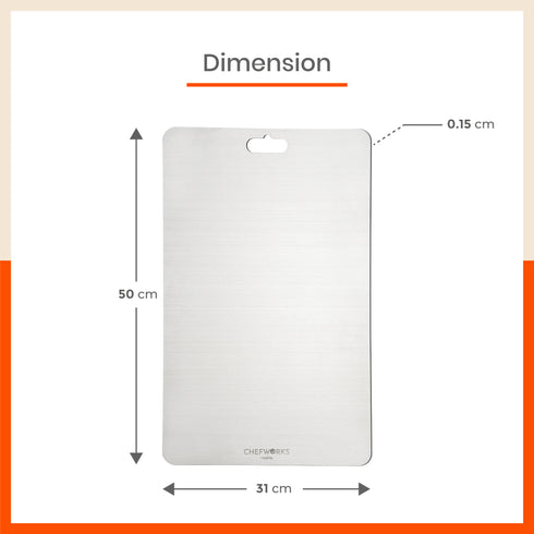 ENOX Stainless Steel Chopping Board | Extra Large For Home (Size: 310mm x 500mm, Thickness: 1.5mm)